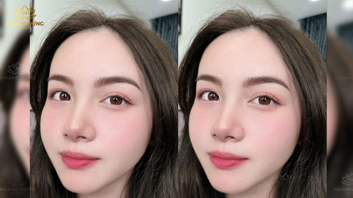 Tổng thể gương mặt sau khi phun lông mày Ombre