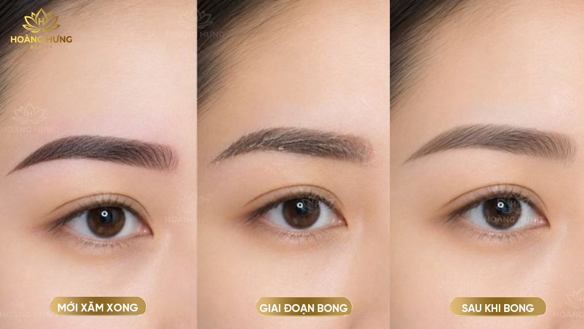 Các giai đoạn hồi phục và lên màu trong quá trình phun lông mày