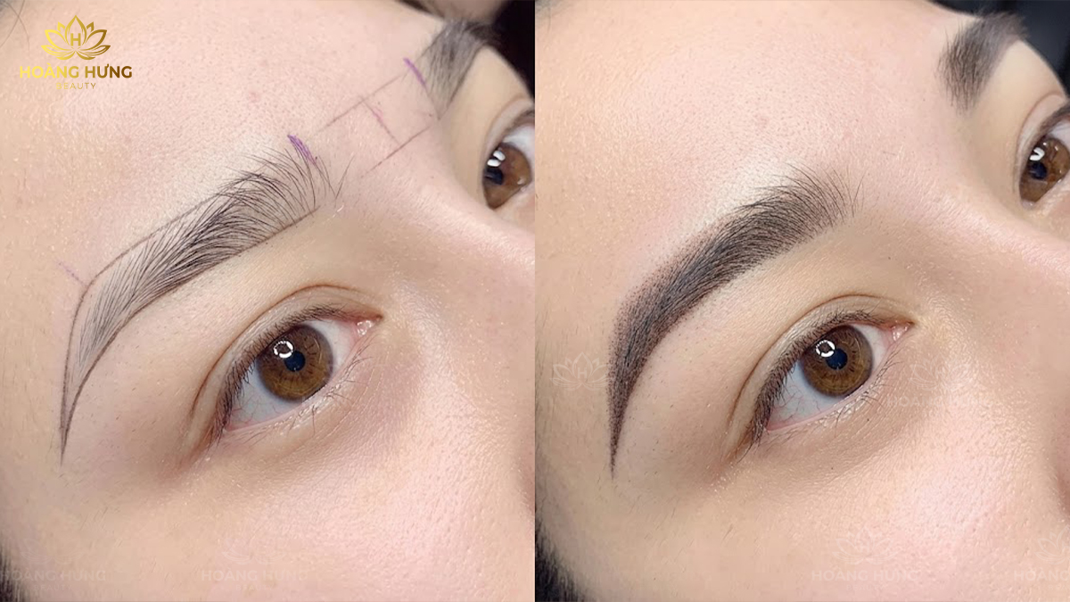 Trước Và Sau Khi Phun Xăm Tán Bột Chân Mày