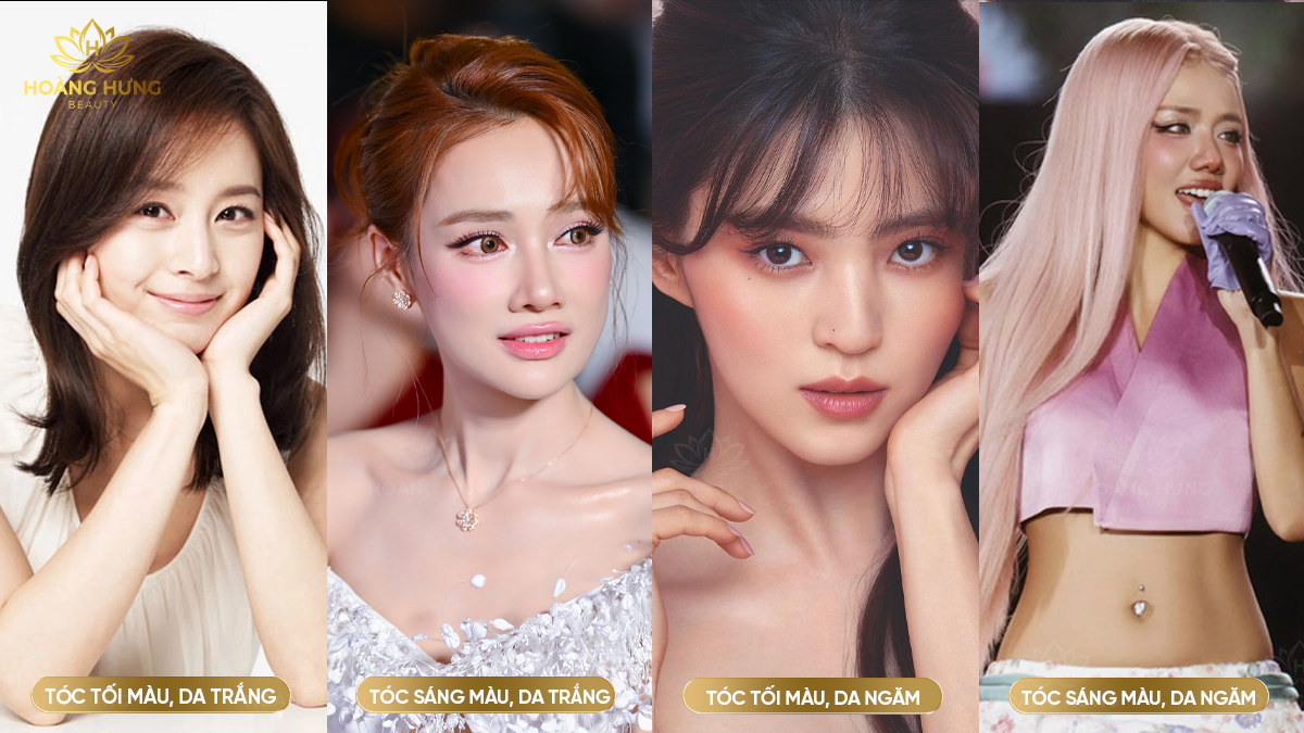Xăm chân mày màu nâu đen trên 2 nền da và tóc khác nhau